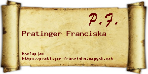 Pratinger Franciska névjegykártya